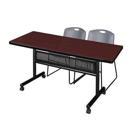 Kobe Rectangle FlipTop Table, 60" W, 29" H, Laminate Top, Mahogany MKFTM6030MH44GY